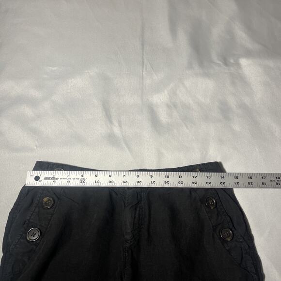 Caslon Womens 100% Linen Pants Size 2P Petite Black Hook Loop Button Details - Picture 7 of 8
